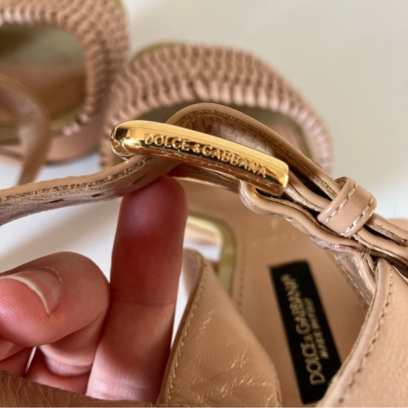 Dolce & Gabbana Pink Nude Woven Platform Sandal Heels size EU 36 US 5.5 - Picture 8 of 10